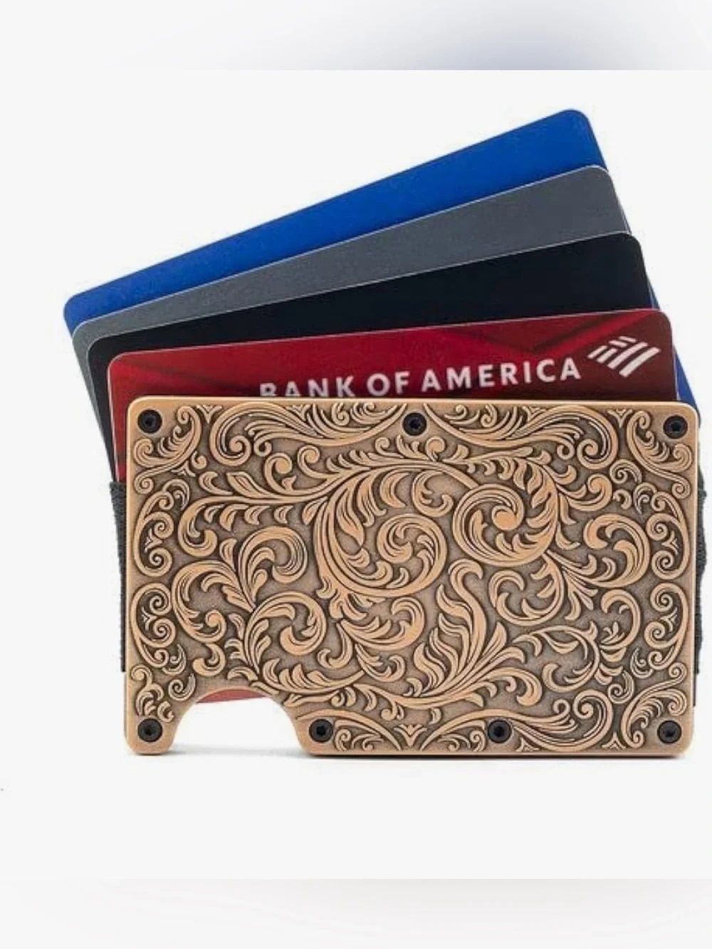 Engraved Western Slim Copper Card Holder Wallet